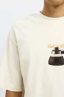 Selected Camiseta manga corta con print 100% algodón orgánico Blanco Sale