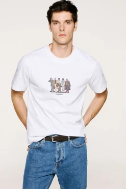 Selected Camiseta manga corta con print 100% algodón orgánico Blanco Hot