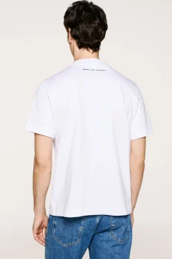 Selected Camiseta manga corta con print 100% algodón orgánico Blanco Hot