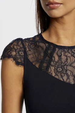 Morgan Camiseta manga corta con encaje Azul marino Best