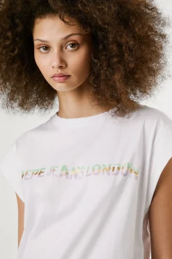 Pepe Jeans Camiseta manga corta con logo recto frontal blanco Hot