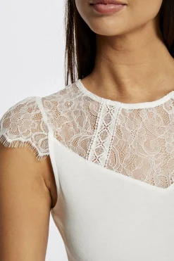 Morgan Camiseta manga corta con encaje Marfil Best