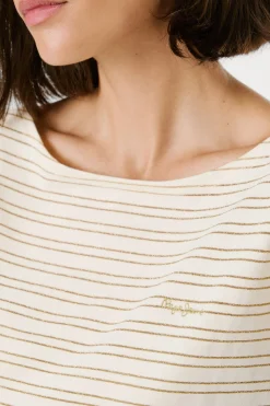 Pepe Jeans Camiseta manga corta de rayas con abertura trasera amarillo Online