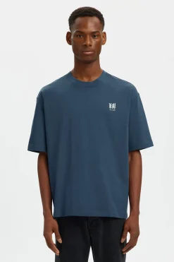 Selected Camiseta manga corta estampado contraste Azul marino Discount