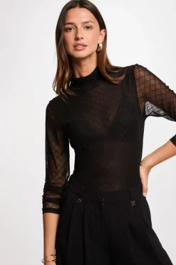 Morgan Camiseta manga larga Negro Outlet