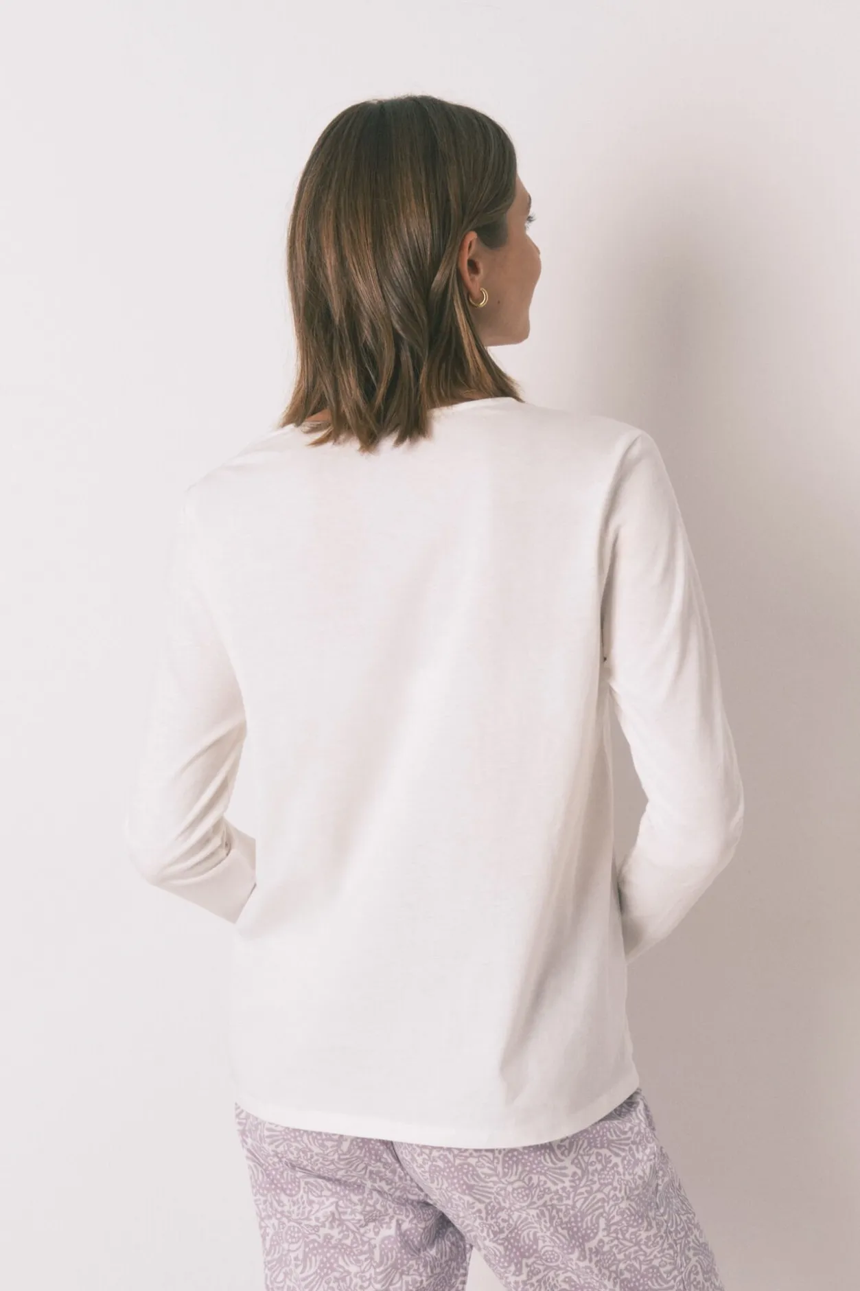 Women'secret Camiseta manga larga 100% algodón blanco New