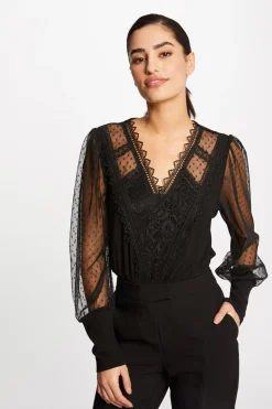 Morgan Camiseta manga larga con plumeti Negro Best