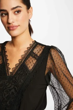 Morgan Camiseta manga larga con plumeti Negro Best