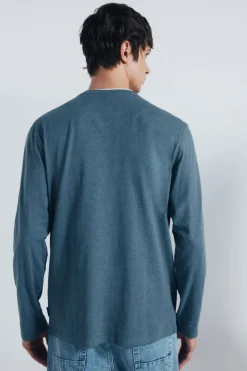 Springfield Camiseta manga larga cuello panadero azul Discount