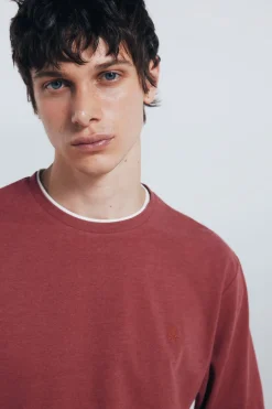 Springfield Camiseta manga larga doble melange rosa Sale