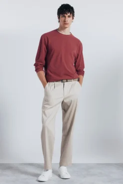 Springfield Camiseta manga larga doble melange rosa Sale