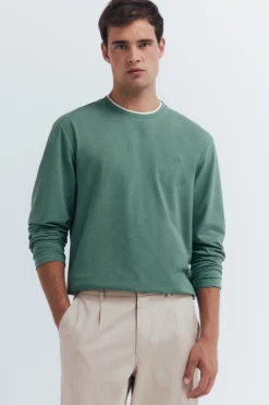 Springfield Camiseta manga larga doble melange verde Outlet