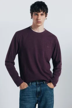 Springfield Camiseta manga larga doble melange burdeos Best