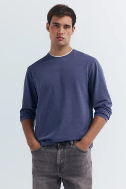 Springfield Camiseta manga larga doble melange azul Clearance