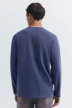 Springfield Camiseta manga larga doble melange azul Clearance