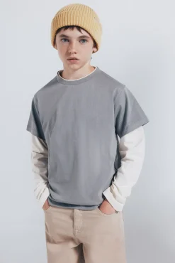 Springfield Kids Camiseta manga larga doble manga niño gris Online