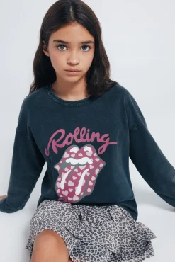 Springfield Kids Camiseta manga larga Rolling stones niña. gris Hot