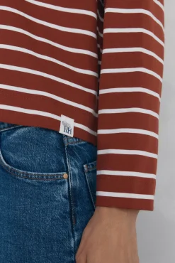 Pedro del Hierro Camiseta marinera de algodón español Rojo Hot