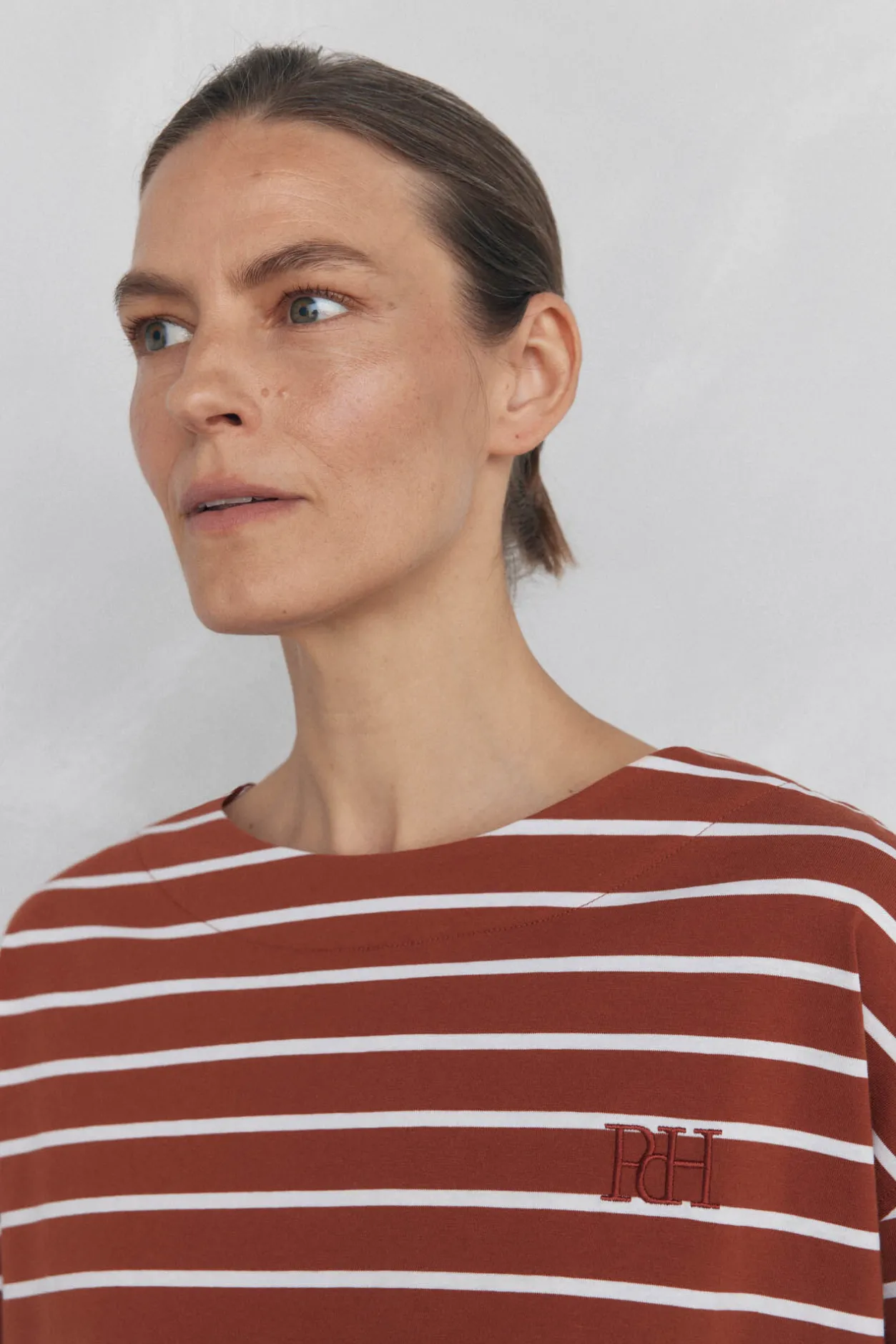 Pedro del Hierro Camiseta marinera de algodón español Rojo Hot