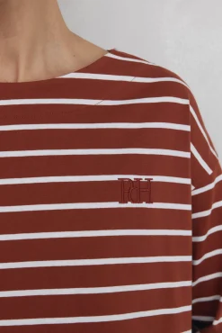 Pedro del Hierro Camiseta marinera de algodón español Rojo Hot