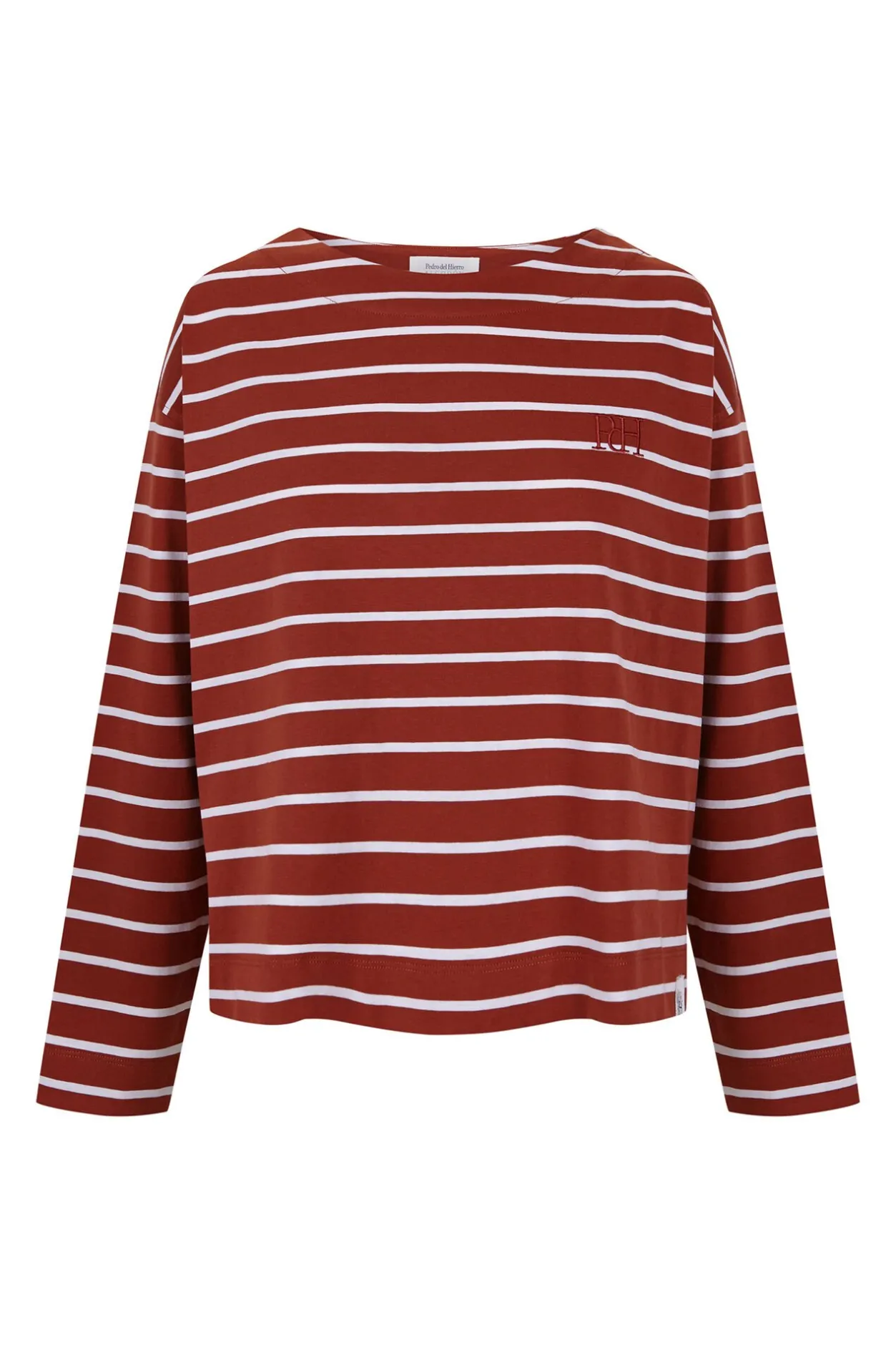 Pedro del Hierro Camiseta marinera de algodón español Rojo Hot