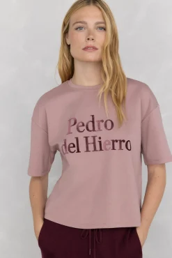 Pedro del Hierro Camiseta oversize activewear logo Rosa Discount