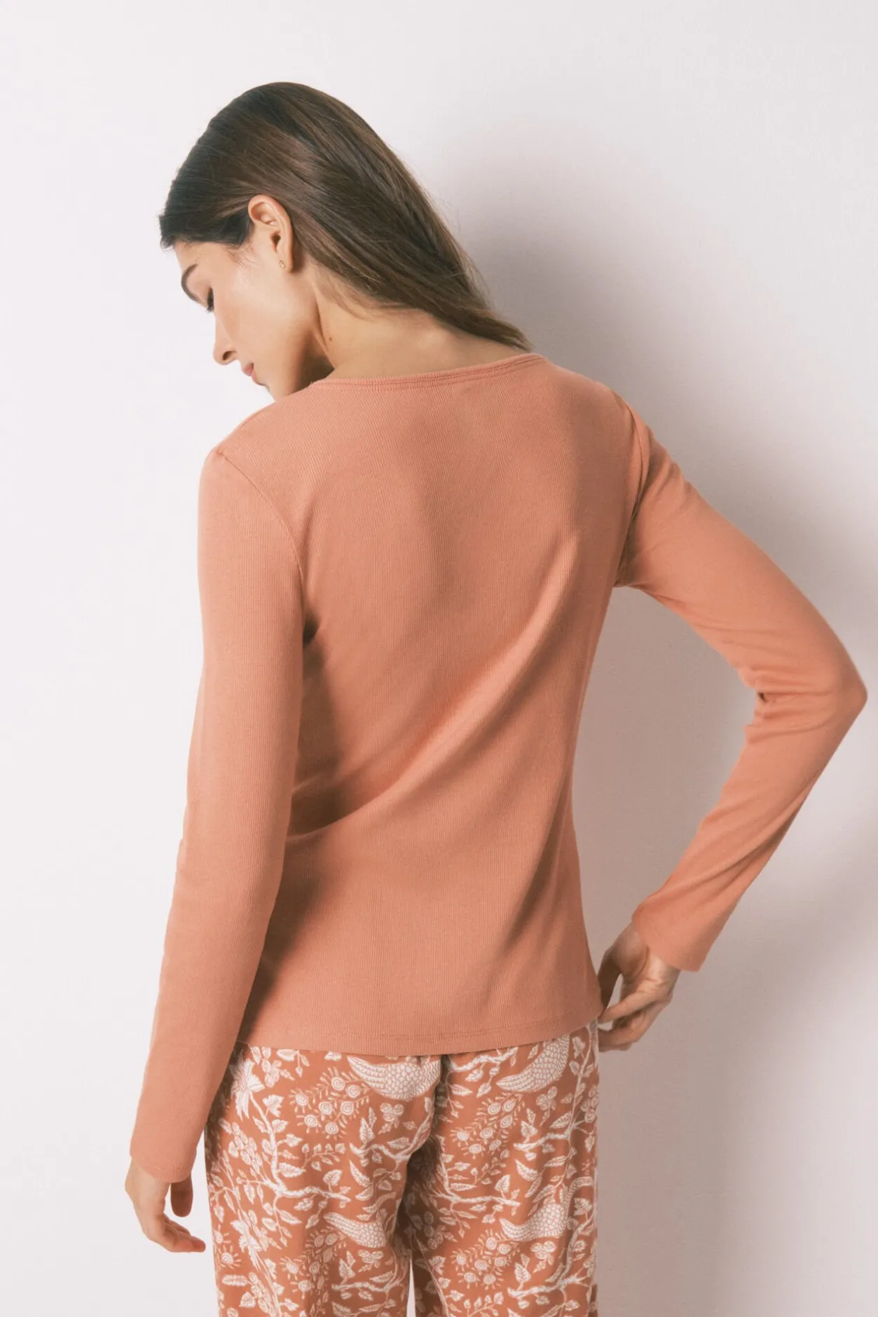 Women'secret Camiseta panadera algodón marrón naranja New