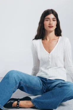 Springfield Camiseta panadera punto cortado blanco Best