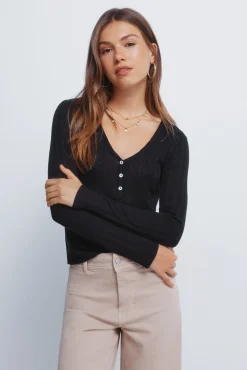 Springfield Camiseta panadera punto cortado negro Best