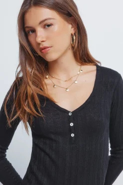 Springfield Camiseta panadera punto cortado negro Best