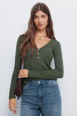 Springfield Camiseta panadera punto cortado kaki Outlet