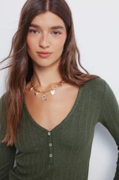 Springfield Camiseta panadera punto cortado kaki Outlet