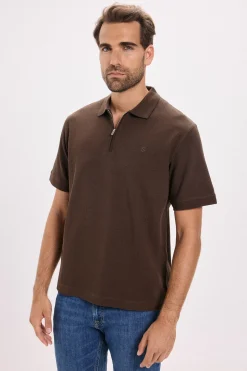 Jack & Jones Camiseta polo cremallera Marr&oacute;n oscuro Hot