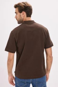 Jack & Jones Camiseta polo cremallera Marr&oacute;n oscuro Hot