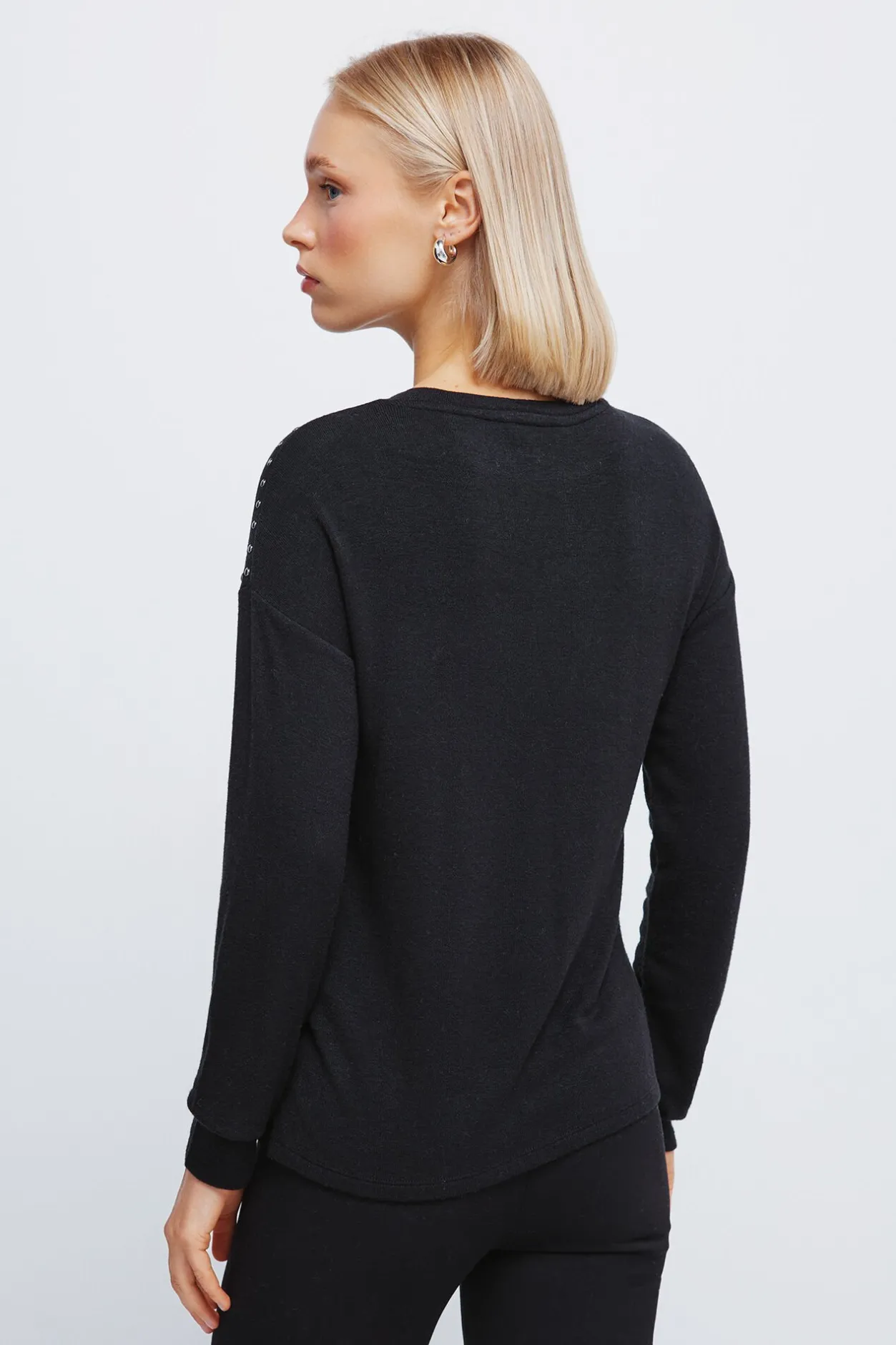 Springfield Camiseta punto cortado tachas negro New