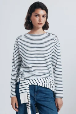 Springfield Camiseta rayas botones hombro estampado New