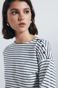 Springfield Camiseta rayas botones hombro estampado New