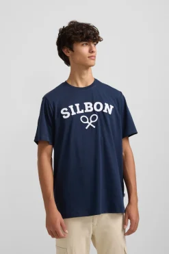 Silbon Camiseta raqueta media Azul marino Online