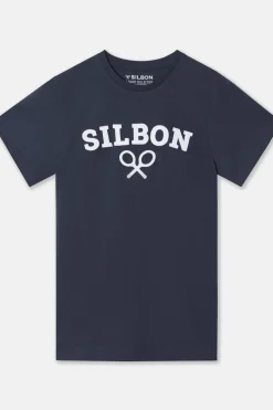 Silbon Camiseta raqueta media Azul marino Online