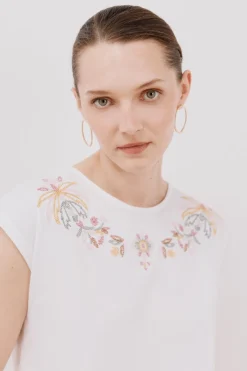 Cortefiel Camiseta sin mangas estampada y bordada Multicolor Outlet