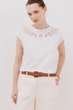 Cortefiel Camiseta sin mangas estampada y bordada Multicolor Outlet