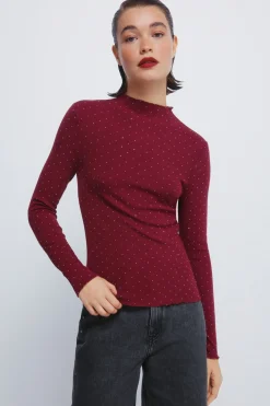 Springfield Camiseta strass burdeos