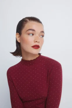 Springfield Camiseta strass burdeos