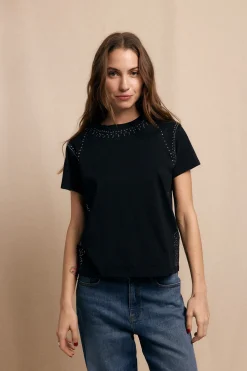 Slowlove Camiseta tachas Negro New