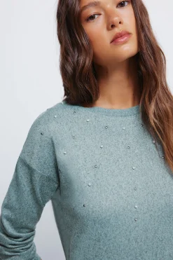 Springfield Camiseta tachas posicionadas verde Clearance