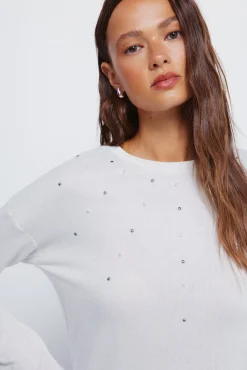 Springfield Camiseta tachas posicionadas blanco Clearance