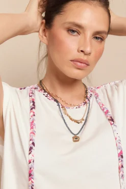 Slowlove Camiseta trenza fruncida Marfil Sale