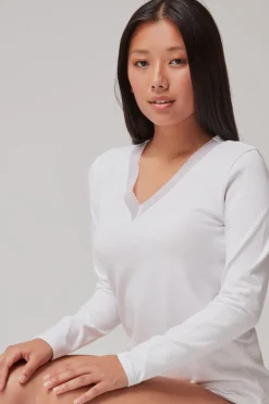 Gisela Camiseta térmica escote pico blanco Hot