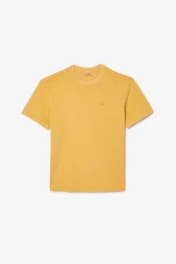 Lacoste Camiseta unisex de algodón natural teñido Estampado amarillo New
