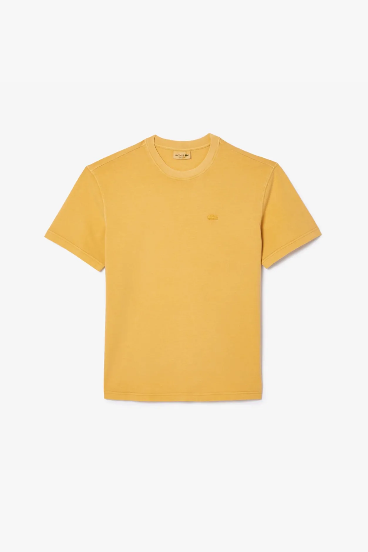 Lacoste Camiseta unisex de algodón natural teñido Estampado amarillo New